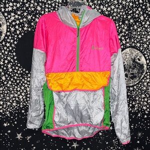 cotopaxi Neon Colorblock Windbreaker Pullover - Pink, Silver, Yellow, Green